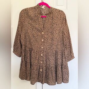 Entro Leopard Print Button-Up Women's Top